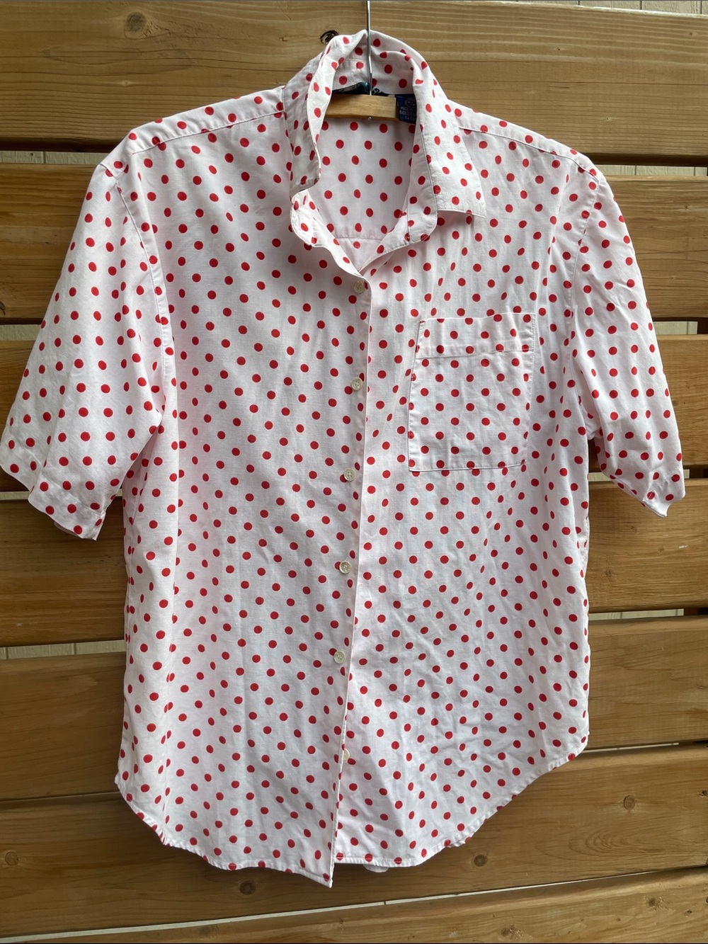 Vintage 80s 90s Separate Scene Red Polka Dot Button Down Shirt 100% Cotton M